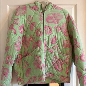 Wild Fable Green and Pink Quilted Jacket